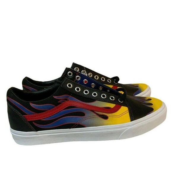 Vans Racer Old Skool Sneakers Mens Size 11 Canvas Flame Leather Skate Shoes NEW - Picture 4 of 11